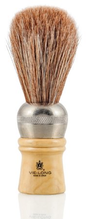 Vie-Long 04312 Professional Horse Hair Shaving Brush, Metal/Wooden Handle