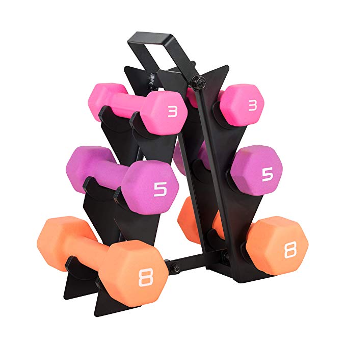 WF Athletic Supply Dumbbell Set with Storage Rack