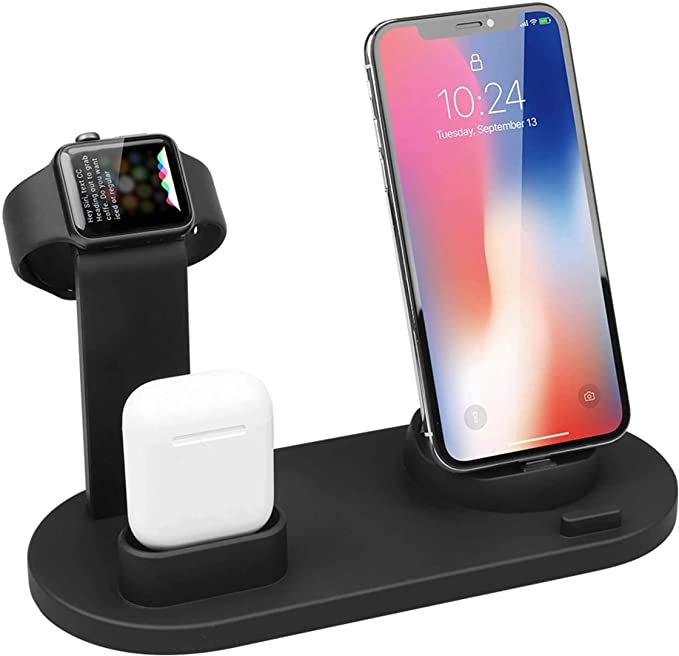 Dream Wireless Charger Stand Station 4 in 1 Qi Fast Wireless Charging Dock Compatible with Samsung iPhone Wireless Charger Compatible with AirPods 1/2 & AirPods Pro Watch iWatch 1 2 3 4
