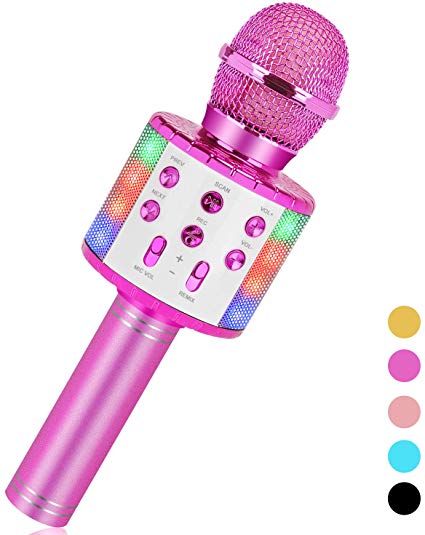 Niskite Karaoke Microphone Bluetooth Wireless Singing Handheld Microphone for Kids and Adults, Portable Mic Speaker Machine with Led Flash Light,Best Toy Gifts for Boys Girls Age 4-16