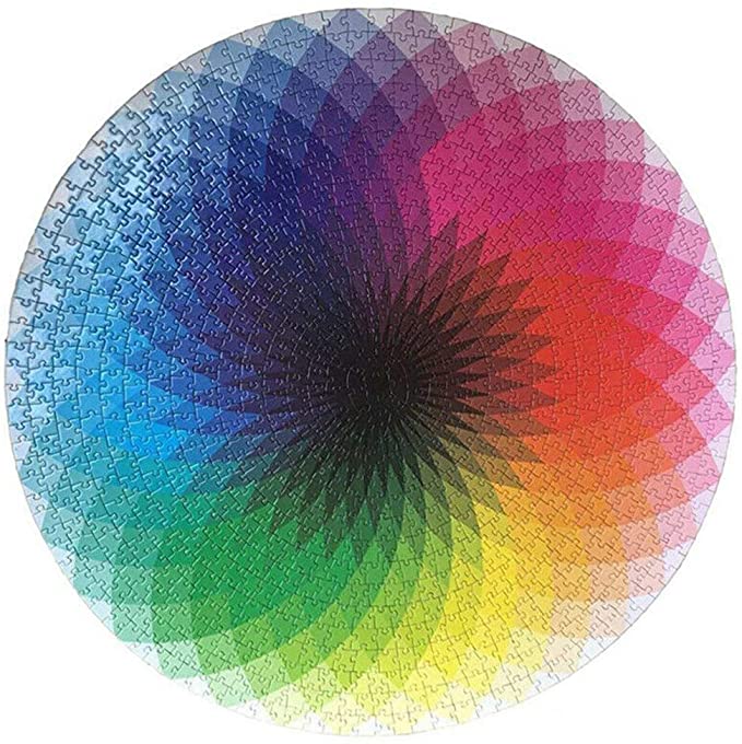 INZENYN Gradient Puzzle,1000 Piece Puzzles for Adults Teens,Large Round Jigsaw Puzzle Rainbow Difficult and Challenge,Decompression Puzzle Educational Game