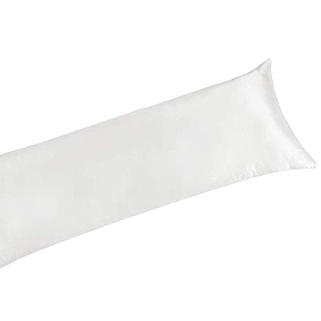 Homiest Silky Soft Satin Body Pillowcase 20 x 54 Ivory Body Pillowcase Pillow Cover for Hair
