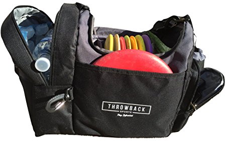 The Throwback Sack - Frisbee Disc Golf Bag with Cooler and Extra Padding, Comfortable Strap - Holds 12 - 15 Discs and 6 Cold Drinks