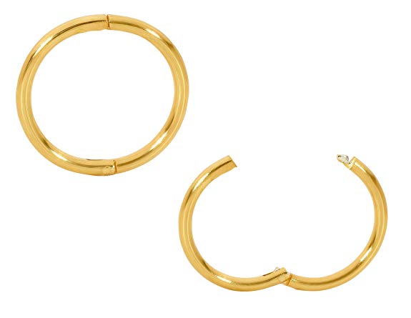 365 Sleepers 1 Pair 22ct Gold Plated Solid Sterling Silver 1/2 (13mm) 18G Hinged Hoop Sleepers Earrings Made in Australia