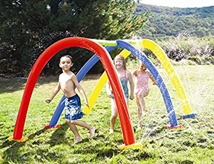 Kovot Inflatable Sprinkler Tunnel | 3 Arches Long (Approx 7 Feet) of Sprinkler Fun