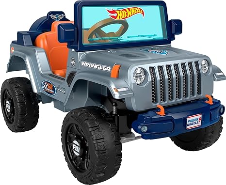 Power Wheels Hot Wheels Jeep Wrangler Toddler Ride-On Toy with Driving Sounds, Multi-Terrain Traction, Seats 1, Ages 2  Years, Small