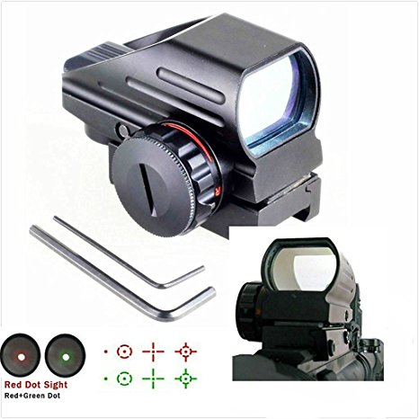 WNOSH High Version Holographic Green Red Dot Sight Sighting Scope Tactical Reflex 3 Different Reticles Weaver Picatinny Rail Base Mount Shock Fog Proof