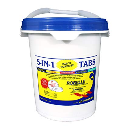 Robelle 1420M 5-in-1 Multi-Purpose 3" Chlorine Tabs, 20 lb