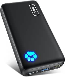 INIU モバイルバッテリー 20000mAh 大容量 急速充電 3台同時充電【18W PD 3.0 QC USB-C入出力 PSE認証済 低電流モード LEDライト付き】携帯充電器 小型 アウトドア/災害/緊急用の必携品 モバイル・バッテリー iPhone 15 14 13 Pro Max 12 11 XS iPad AirPods Xiaomi OPPO Sony Xperia など各種対応