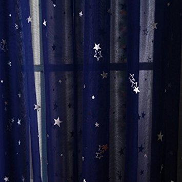 Kids Room Window Curtain Decoration Rod Pocket Process Multiple Sizes Star Voile Curtain/Drape(1 Panel)