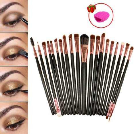 Hotrose® 20pcs Cosmetic Makeup Brushes Set Eyeshadow Lip Brush(coffee)