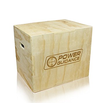 POWER GUIDANCE 3 in 1 Wood Plyo Box - Ideal for Cross Training - 30''/24''/20'', 24''/20''/18'', 16''/14''/12'' - Wood Plyometric Jump Box, Plyobox