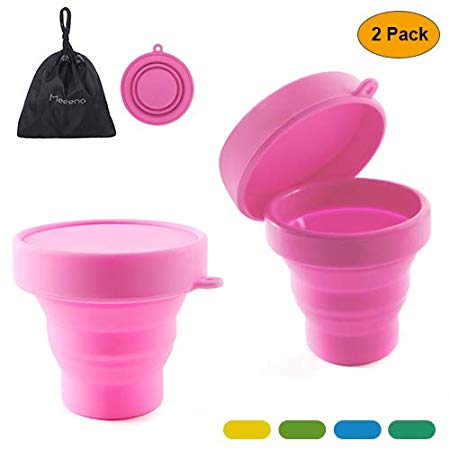 Meeeno Collapsible Silicone Cup for Sterilizing and Storing Menstrual Cup, Reusable and Foldable for Camping Hiking Travel and Outdoors