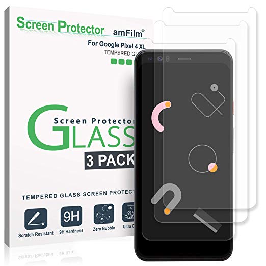 amFilm Glass Screen Protector for Google Pixel 4 XL (3 Pack) Tempered Glass Screen Protector with Application Tray (2019)