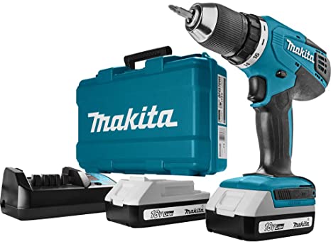 Makita HP457DWE - Trapano avvitatore a percussione, a batteria Li-ion, 1.5 Ah, 18V, Nero, Blu, 1/2_pollice