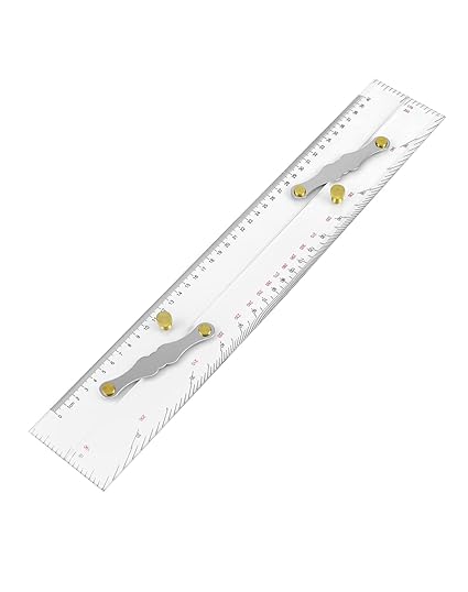 QWORK Marine Parallel Ruler with Clear Scales, Mapping Points to Pull Parallel Ruler 450MM, Nautical Charts Parallel Ruler for Boat