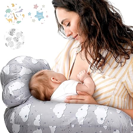PILLANI Nursing Pillow for Breastfeeding & Bottle Feeding, Support Breast Feeding Pillow for Mom and Baby, with Adjustable Waist Strap, Removable Cotton Cover, Breastfeeding Essentials for Newborn
