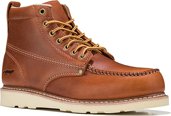 Golden Fox Work Boots 6" Men's Moc Toe Wedge Comfortable Boot for Construction