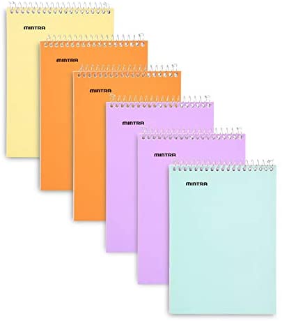 Mintra Office Memo Pads, (3x5 Top Spiral 6pk - Pastel Cover Set), Small Notebook Pad Paper For Taking Notes And Reminders, Work, Business, Desk, College, School, Organization, Planning