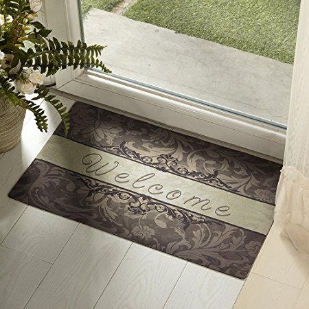 Amagebeli 18" X 30" Welcome Indoor Door Mat Non-Slip Printing Doormat Floral Leaf Rug Carpet Entrance Floor Mats