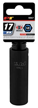 Performance Tool M867 1/2" Drive 6pt Impact Socket, 17mm
