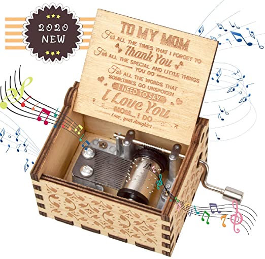 fezlens Wood Music Boxes You are My Sunshine Mum Antique Engraved Wooden Musical Box Gifts for Mother's Day/Birthday/Christmas/Valentine's Day/Thanksgiving Days Hand-Operated Present Kid Toys