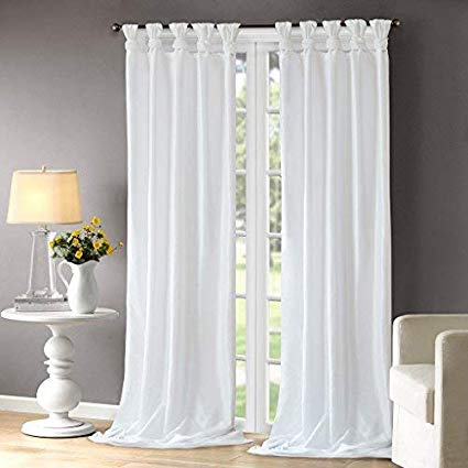 Madison Park Emilia Room-Darkening Curtain DIY Twist Tab Window Panel Black Out Drapes for Bedroom and Dorm, 50x120, White (Renewed)