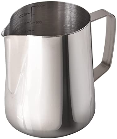 homEdge Espresso Steaming Pitchers 20 OZ / 600ml, Stainless Steel Frothing Pitcher with Measurement Scale