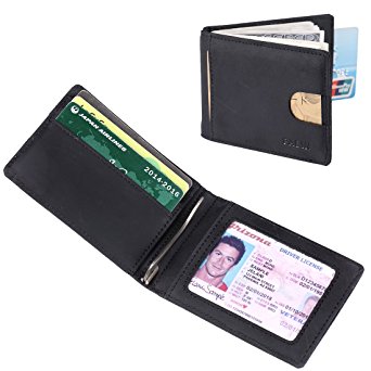 Men's Wallet with Money Clip Front Pocket Wallets for Men Leather RFID Blocking Credit Card Holder Pabin