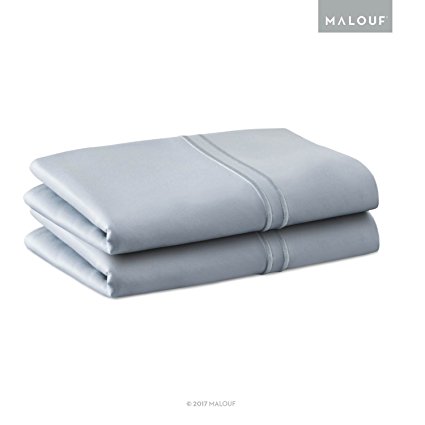 WOVEN SUPIMA Premium Cotton Pillowcases - 100 Percent American Grown - Extra Long Staple - Sateen Weave - Single Ply - 600 Thread Count - Queen - Smoke