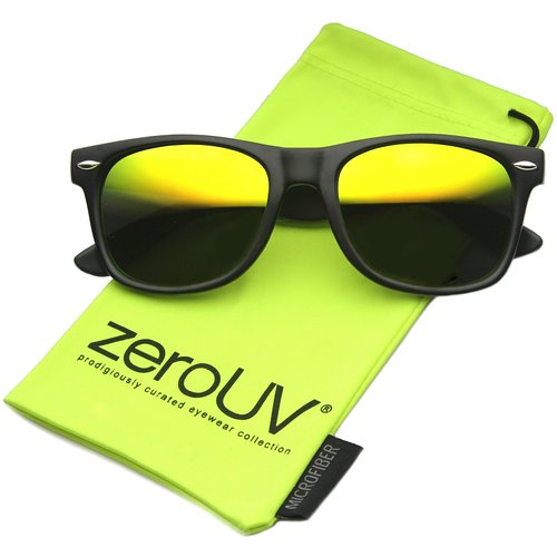 zeroUV - Flat Matte Reflective Revo Color Lens Large Horn Rimmed Style Sunglasses - UV400