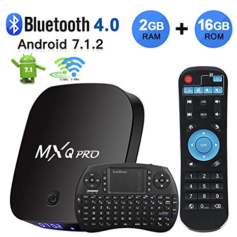 Android 7.1 TV Box with Free Mini Keyboard, 2018 Leelbox MXQ Pro Android Box Quad Core with 2GB RAM 16GB ROM, Dual WiFi 2.4G 5G/BT 4.0 Support 4K (60Hz)/H.265