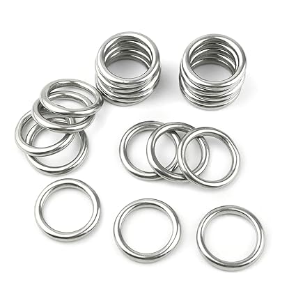 20 PCS Smoothing Welded 304 Stainless Steel O-Ring Welded Round Rings for Camping Belt, Dog Leashes, Luggage Accessories (4mm×20mm ID)
