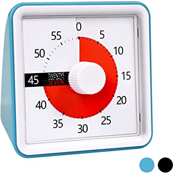 7.6CM Countdown Timer, 60 Minutes Visual Timer, Time Management Tool, 60 Timer, 1 Hour Timer, Exam Timer, Kitchen Timer, Silent Movement, for Teaching Homework Games Cooking Office Meeting, Blue