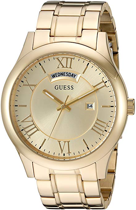 GUESS Men's Stainless Steel Casual Bracelet Watch with Day and Date Display