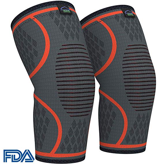 Modvel Compression Knee Sleeve (1 Pair) - Ultra Flexible, Comfortable Knee Brace for Men and Women, Great for All Athletics, Volleyball, ACL.