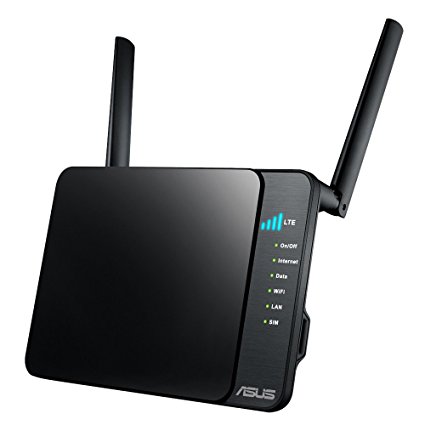 ASUS 4G-N12 N300 LTE Modem Router, 3G/4G Support/Ethernet WAN, Plug and Surf, Wide Coverage with 2x LTE Antenna - Black