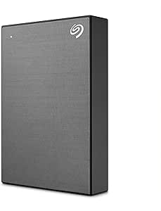 Seagate One Touch, 5 To, disque dur externe portable, chiffrement matériel par mot de passe, PC, Notebook & Mac, USB 3.0, Space Gray, 2 ans de Rescue Service inclus (STKZ5000404)