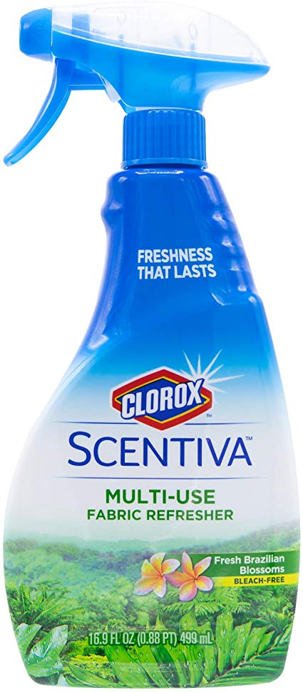 Clorox Scentiva Multi-Use Fabric Refresher Spray | Fabric Freshener for Closets, Upholstery, Curtains, and Carpets | Fresh Brazilian Blossoms | 16.9 Ounces