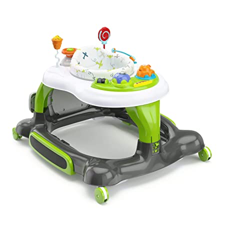 Storkcraft 3-in-1 Activity Walker and Rocker with Jumping Board and Feeding Tray, Interactive Walker with Toy Tray and Jumping Board for Toddlers and Infants- Green