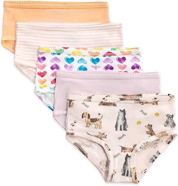 Burt's Bees Baby Toddler Girls' Underwear, Organic Cotton Panties, Tag-Free Comfort Briefs, Pack of 6