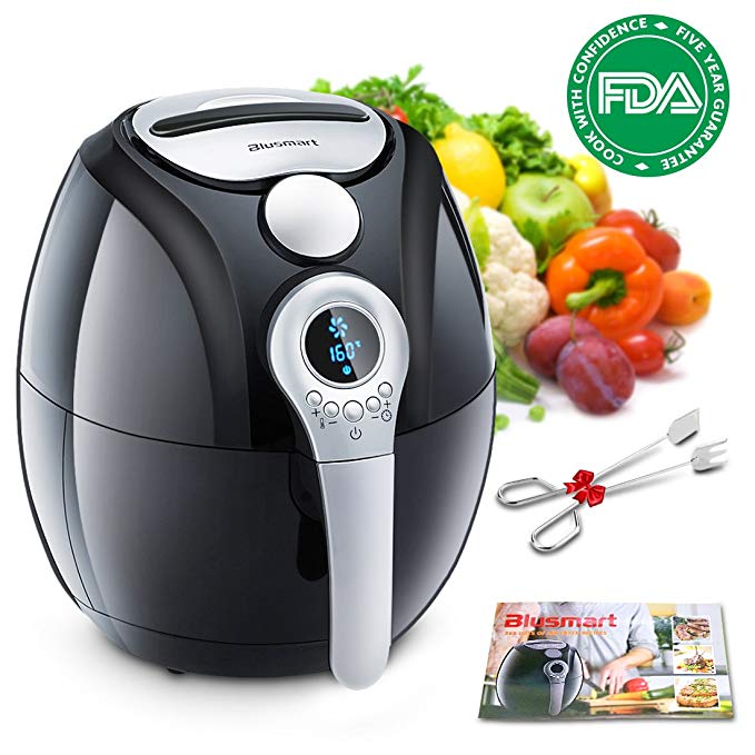 Air Fryer,Blusmart Electric Air Fryer, 3.4Qt/3.2L 1400W, LED Display, Hot Air Fryer,Healthy Oil Free for Multifunctional Cooking/Baking,Automatic Timer & Temperature Controls, Fry Basket & Recipe Book