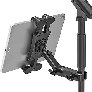 Jubor Tablet Microphone Stand, Tablet Holder for Microphone stand 360° Swivel, iPad Mic Music Stand Phone Holder Compatible with iPad, iPad Pro, iPad Air Mini And All Smartphone 4.7-13.5 Inches
