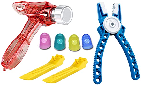 Teklectric Toys | Building Block Tool Kit | Compatible with Lego Blocks and Technic | Brick Separator, Multi-Use Hammer, Finger Grips and Block Pliers (Tool Kit)
