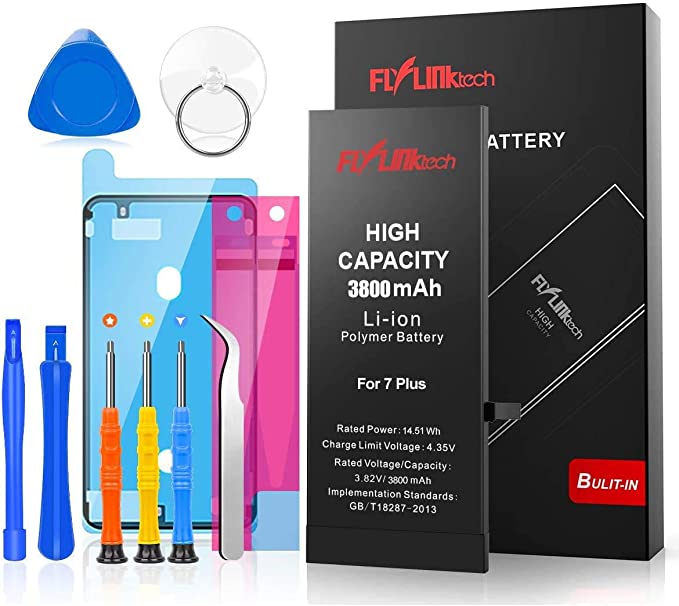 FLYLINKTECH for iPhone 7 Plus Battery, 3800mAh High Capacity Li-ion Battery with Repair Tool Kit -Included 24 Months Assurance