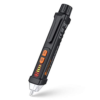 Neoteck Voltage Tester Non-Contact Voltage Testers 12-1000V AC Voltage Detector Pen Circuit Tester Tool with Led Flashlight Beeper Pocket Clip-Black