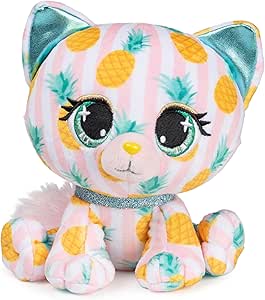 GUND P.Lushes Pets Juicy Jam Collection, Lola DelPina Cat Stuffed Animal, Yellow/Teal, 6”