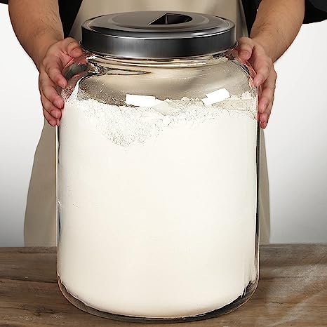 Daitouge Large Glass Jars with Lids, 5.5 Gallon (21000 ML) Glass Canisters - Super Wide Mouth Glass Jar Heavy Duty Glass Storage Jars with Metal Lid for Storing Flour, Rice, Set of 1