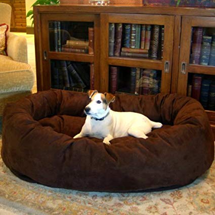 SLATTERS BE ROYAL STORE Round Shape Reversible Ultra Soft Ethnic Velvet Bed for Dog/Cat (Brown, Medium)