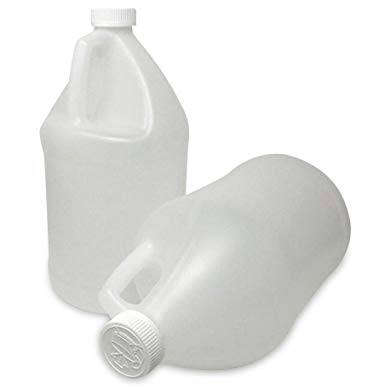 CSBD Clear Plastic Jugs with Child Resistant Lids, 2 Pack, Storage Containers with Ergonomic Handle, HDPE Construction for Residential or Commercial Use, 1 Gallon